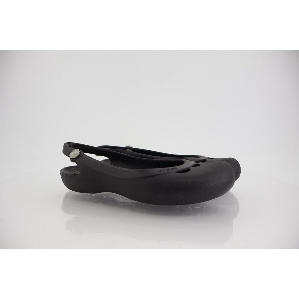 CROCS Women's Jayna Slingback Flats Size 8 Black Rubber Slip On Beach Shoe Comfy